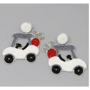 New! Golf Cart Seed Bead Drop Earrings